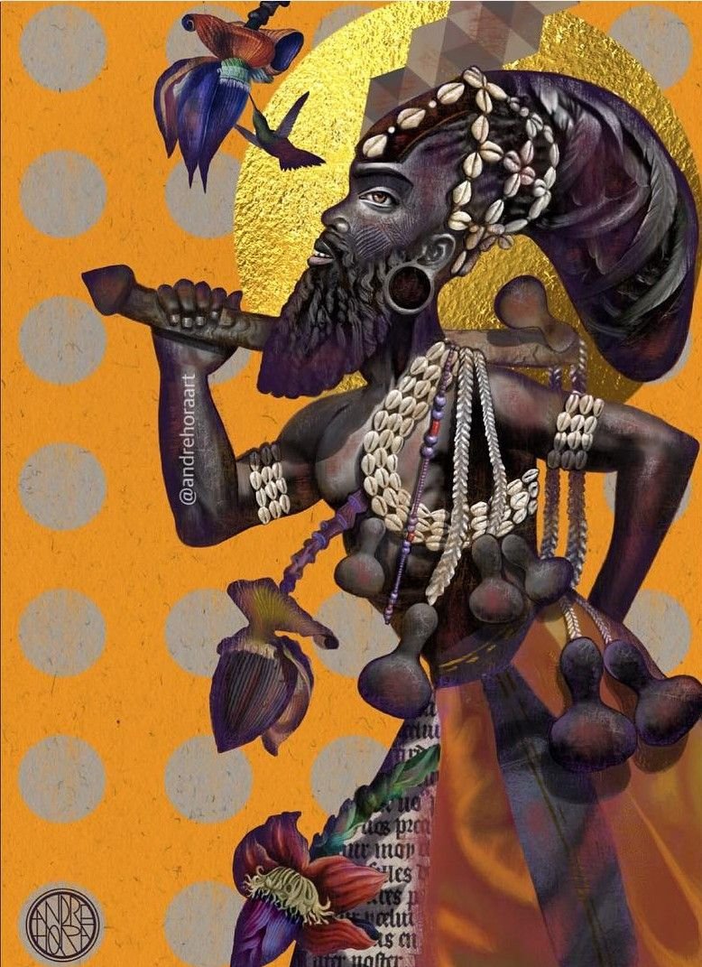 Ilustração artística de Exu Orixá na tradição do Candomblé